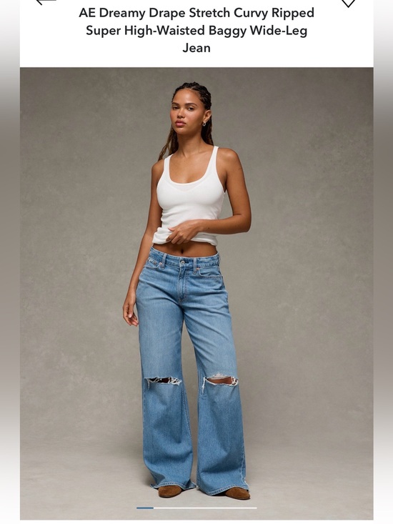 American Eagle Outfitters Denim - American Eagle curvy super high rise baggy wide leg size 4 R